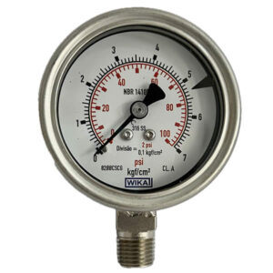 Manômetro 63mm Vertical 100×7 com glicerina modelo 233.50.063