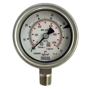 Manômetro 63mm Vertical 1000×70 com glicerina modelo 233.50.063