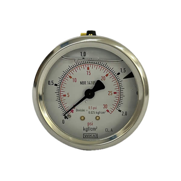 Manômetro 63mm Horizontal 30×2 com glicerina modelo 213.53.063