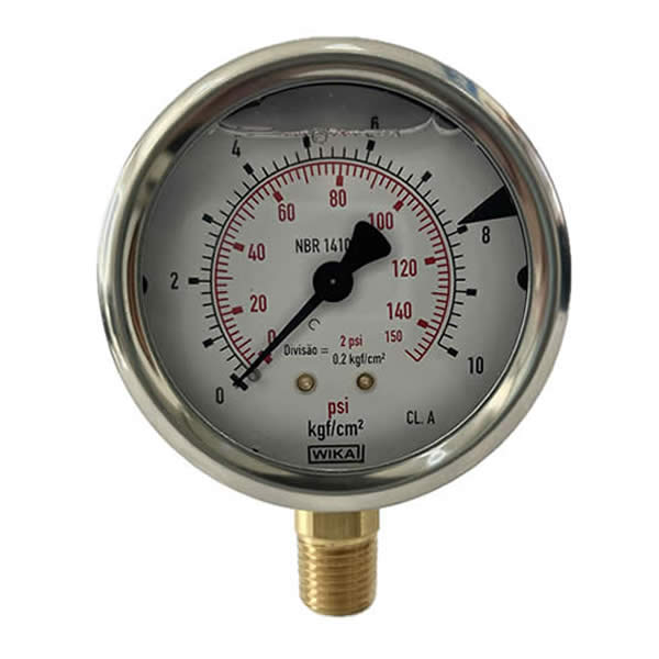 Manômetro 63mm Vertical 150×10 com glicerina modelo 213.53.063