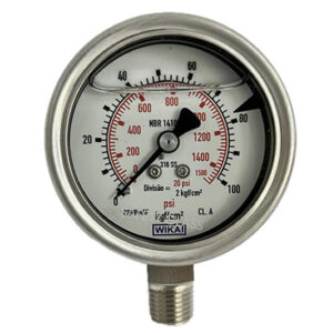 Manômetro 63mm Vertical 1500×100 com glicerina modelo 233.50.063
