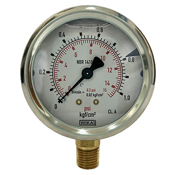 Manômetro 63mm Vertical 15x1 com glicerina modelo 213.53.063