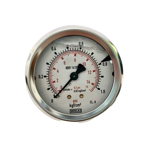 Manômetro 63mm Horizontal 15×1 com glicerina modelo 213.53.063
